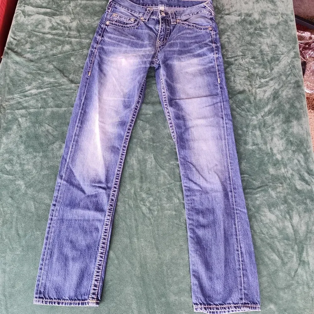 True Religion Slim Straight Jeans Men's 31x32 Medium Wash Horseshoe Y2K Denim